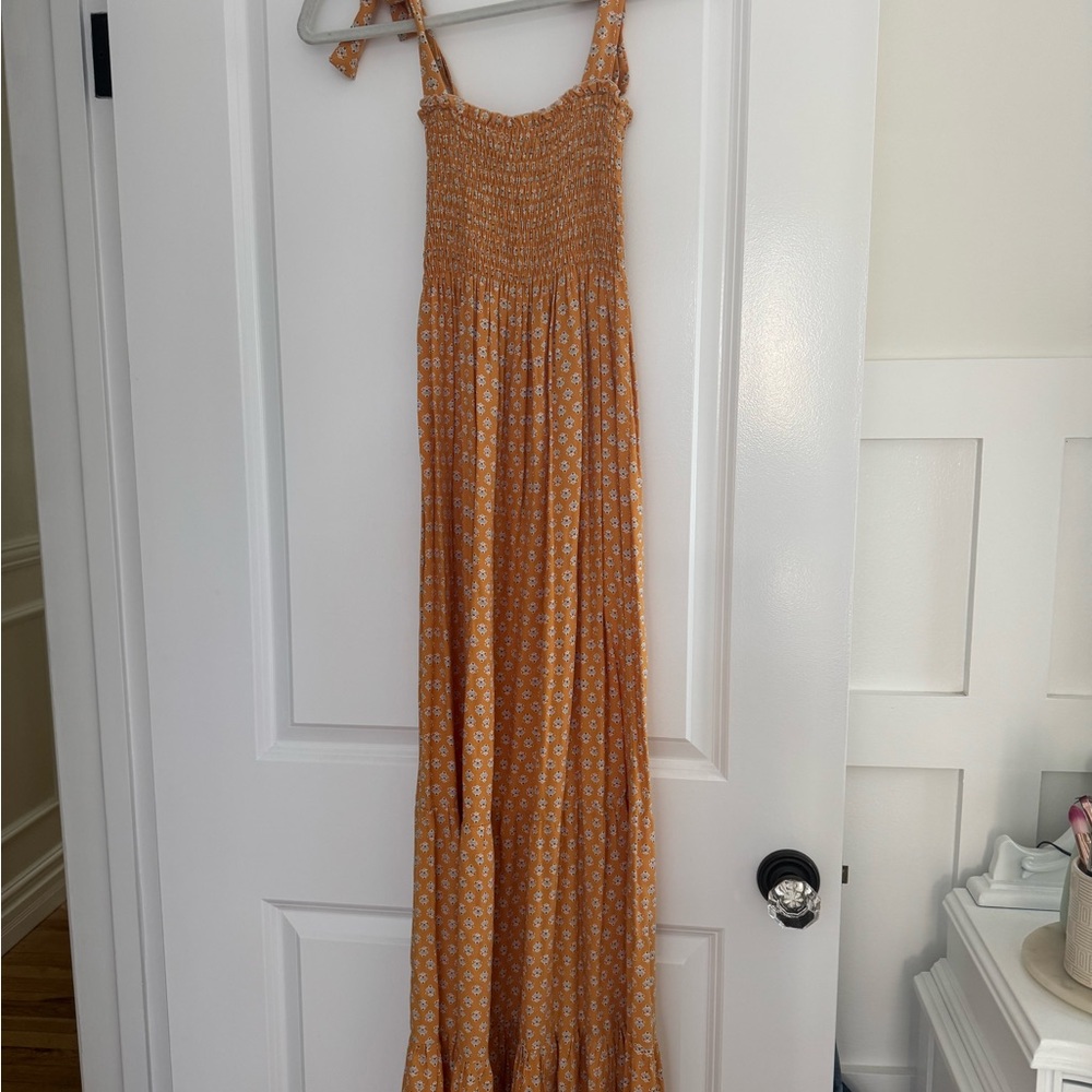 Anthro x Beachgold Damia Orange Floral Maxi Dress